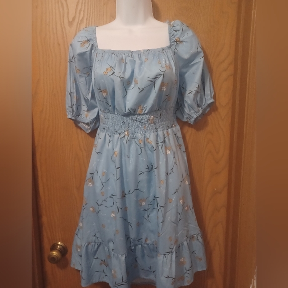 NWOT blue floral print tie backless A-line dress size 10 - Picture 5 of 10